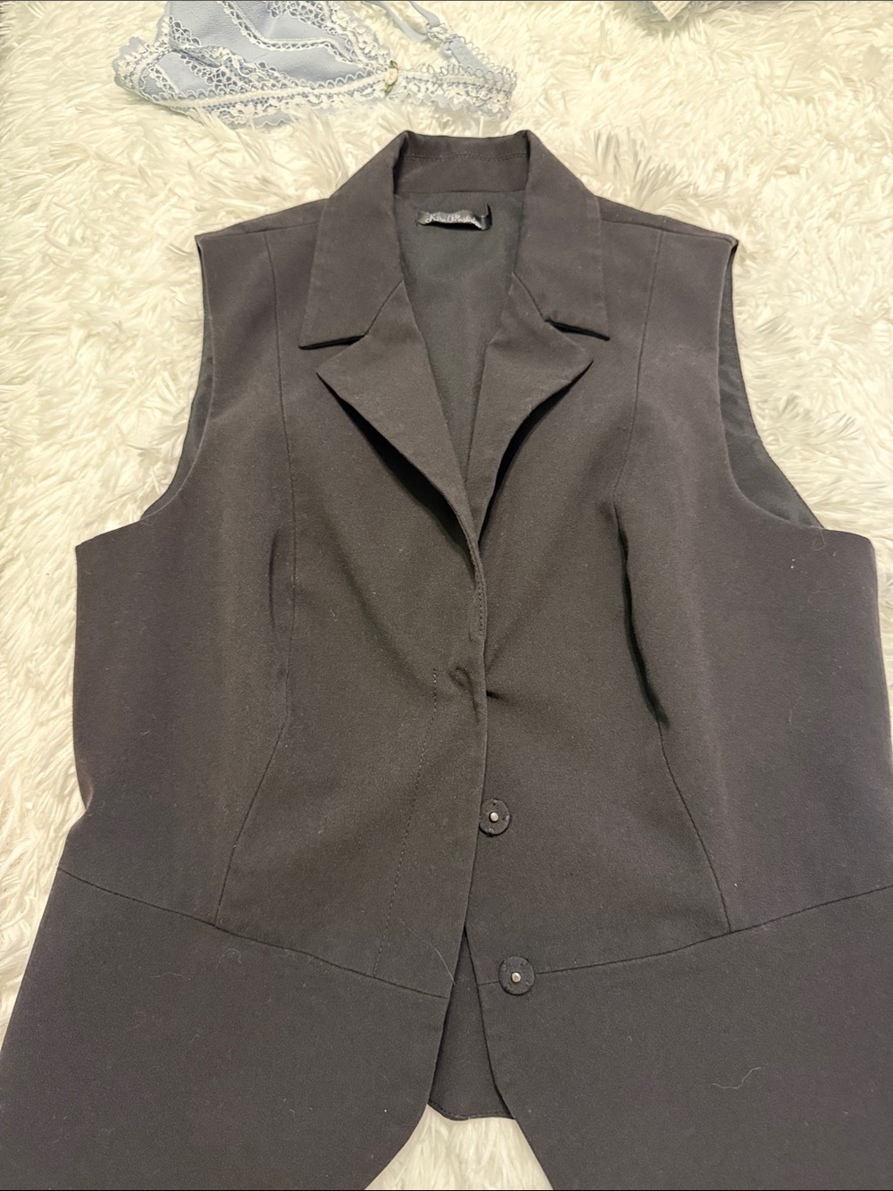 Sleeveless Black Tailored Vest - Women's Blazer-Style Jacket